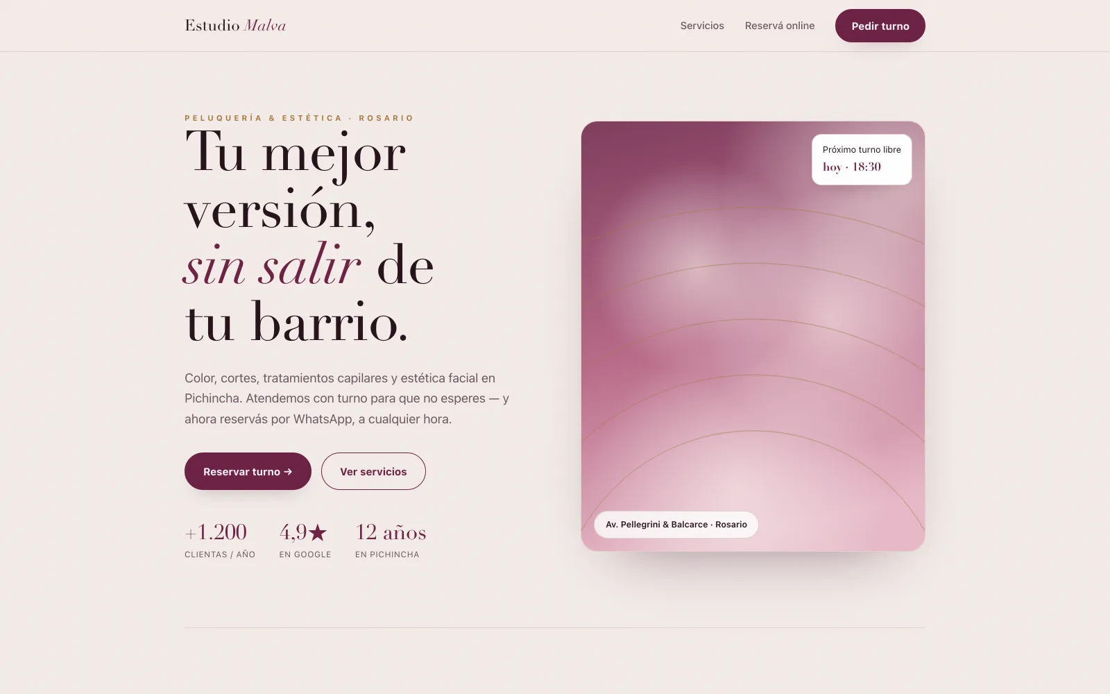 Adelanto visual generado para un negocio de demostración: página de muestra con su marca