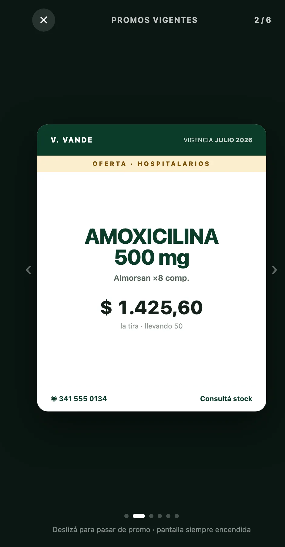 Modo presentación: promos vigentes a pantalla completa